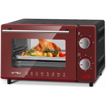 Woltu - Mini Four 10L, Petit Four 650W, 100-230°C, Minuterie 0-60 min, avec Plaque de Cuisson, Grille, Poignée, Rouge+Noir