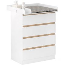 Modern Baby Changing Unit with 4 Drawers, White - Woltu
