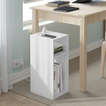 Woltu - 1x Nachttisch Beistelltisch mit Ladefunktion Couchtisch mit 2 Steckdosen, 2 USB-Anschlüssen, Stauraum, 2 offene Fächer, für Schlafzimmer,