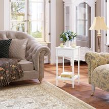 Woltu - 1x Nachttisch Beistelltisch Schmal, Nachtschrank mit Schublade offener Ablage, Sofatisch für Schlafzimmer Wohnzimmer, Beine aus Massivholz,