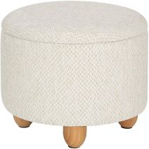 Pouf de Rangement avec Pieds en Pin, Tabouret Rembourré avec Couvercle, Gain de Place, pour Salon, Chambre, Blanc Crème - Woltu
