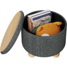 Pouf pouff puff contenitore baule sgabello in tessuto Grigio Scuro 39x33 cm - Woltu