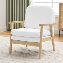 Woltu - Relaxsessel, Lesesessel Einzelsofa, Loungesessel mit Armlehnen Rückenlehne, Fernsehsessel aus Leinen Massivholz, für Wohnzimmer Schlafzimmer,
