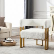 Woltu - Relaxsessel Ohrensessel Fernsehsessel Teddy-Plüsch Polstersessel mit Seitentaschen dickem Kissen Freizeitsessel bis 150 kg Metallbeine für