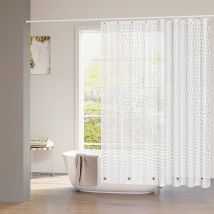 Rideau de Douche avec Aimant en Bas, Imperméable Anti-moisissure avec Motif 3D et crochets, 120x180cm Semi-Transparent - Woltu