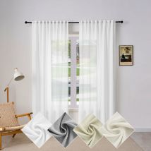 1 Pièce Rideau Voilage de Noël Translucide en Effet Lin, 135x245 cm, Pure Rideau avec Fronces pour Séjour, Décoration de Fenêtre pour Salon Chambre à