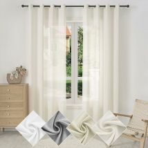 1 Pièce Rideau de Noël en Lin Souple Translucide, 135x245 cm, Voilage de Fenêtre avec Oeillets, Décoration de Fenêtre pour Salon Chambre à Coucher,