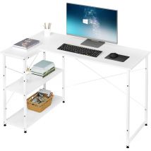 Klihome - Scrivania Moderna e Angolare per pc, Tavolo da Pranzo Bianco per Ufficio