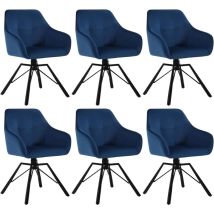 6x Sedia per Sala da Pranzo Girevole a 360°, Poltroncina in Velluto , Blu - Woltu