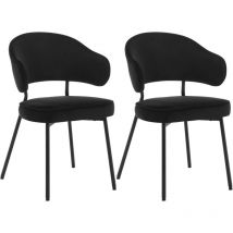 Set di 2 Sedie per Sala da Pranzo. Sedie da Cucina con Schienale. Sedie Imbottite e Rivestite in Velluto con Gambe Metalliche. Sedie Moderne per