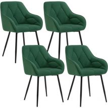 4x Dining Chairs, Velvet Dining Chairs with Backrest Dining Room Chairs, Green - Woltu