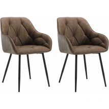 Set of 2x Faux Leather Dining Chairs Accent home & restaurants Dark Brown - Woltu