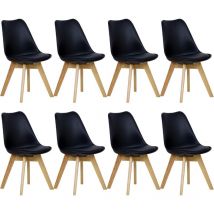 Woltu - Set of 8 Dining Chairs Designer Side Chairs Home Office Commercial, Black