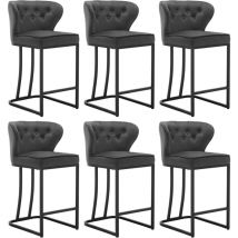Set di 6 Sgabelli da Bar con Schienale. Sedie Sala da Pranzo con Poggiapiedi. Sedie Ergonomica per Cucina. Camera da Letto. Sedie in Velluto e Gambe