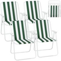 4x silla plegable plegable silla de jardín plegable silla blanca + pasamanos verdes - Woltu