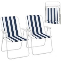WOLTU 2 silla de campamento plegable silla de jardín plegable con pasamanos blancos + azul