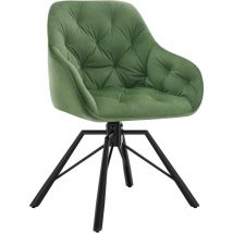Woltu - 1x Sillón/Silla de Comedor Acolchada Giratoria 360° Moderna Sala de Espera en Terciopelo Elegante con Reposabrazos, Verde Oscuro
