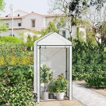 Woltu - Small Greenhouse, Walk in Greenhouse, Garden Greenhouse, 100x50x190cm, White