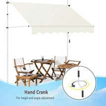 Store Banne Manuel, Auvent Rétractable avec Manivelle sans Perçage, Hauteur Réglable, Longueur 300cm, Beige - Woltu