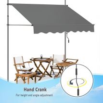 Store Banne Manuel, Auvent Rétractable avec Manivelle sans Perçage, Hauteur Réglable, Longueur 300cm, Anthracite - Woltu