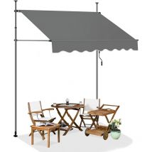 Store Banne Manuel, Auvent Rétractable avec Manivelle sans Perçage, Hauteur Réglable, Longueur 250cm, Anthracite - Woltu