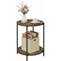 Woltu - Table Basse Ronde, Table d'Appoint, Bout de Canapé avec Plateau Amovible, mdf et Métal, Veine de Bois Vintage