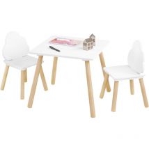 Woltu - Table Enfant en mdf avec 2 Chaises, Ensemble de Table et Chaises pour Enfants, 1 Table Enfant + 2 Chaises Enfant, Blanc