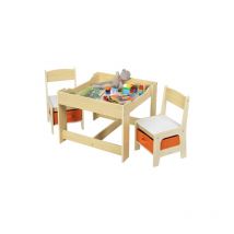Table with 2 chairs Wooden Kids' Children's Desk Set Boys Girls Play - Woltu