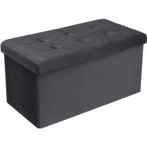 Tabouret Banc de Rangement en Velours, Pouf Pliable Cube Coffre de Rangement 76x37, 5x38cm, Gris - Woltu