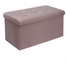 Tabouret Banc de Rangement en Velours, Pouf Pliable Cube Coffre de Rangement 76x37, 5x38cm, Rose - Woltu