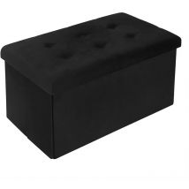 Tabouret Pouf de Rangement en Velours Woltu Coffre Repose-Pied Pliable 76x37, 5x38cm, Noir