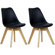 WOLTU Chaise de salle à manger lot de 2, Chaise de cuisine, pied en bois, style nordique, Noir
