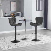 Woltu - Lot de 2 Tabouret de Bar, Tabouret de Cuisine à Hauteur Réglable, Chaise de Bar Pivotante en Similicuir avec Repose-Pieds et Dossier,