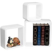 Lot de 3 Étagère Murale en Bois mdf, étagère Cube de cd, Stockage de cd/dvd, Blanc - Woltu