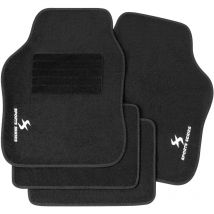 Tapis de Voiture Universel, Broderie Sports Protecteurs, 4 pièces, Avant et Arrière, Antidérapant, Noir - Woltu