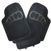 Tapis de voiture universel lot de 4, tapis de sol pour voiture en Caoutchouc, Réglez par cuttable, Noir - Woltu