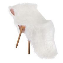 Woltu - Tapis en Peau de Mouton Tapis de canapé en laine, Fourrure polie, Peau d'agneau, Tapis pour salon/siège, 60x180 cm, Blanc