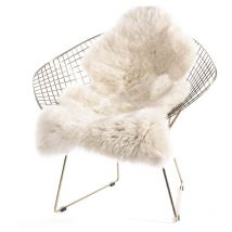Woltu - Tapis en Peau de mouton Tapis de canapé en laine, Tapis pour salon ou siège, Fourrure de polis, 60x90cm, Blanc