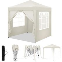 Woltu - Tonnelle de Jardin 2x2m, Tonnelle Pliante, Pergola, Barnum, Hauteur Réglable, Imperméable, Protection de uv, avec Sac de Transport, Beige