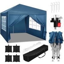 Woltu - Tonnelle de Jardin 3x3m avec 4 Sacs de Sable Tente Pliante Auvent Pliable, Hauteur Réglable, Imperméable Protection du Soleil uv 50+ avec Un