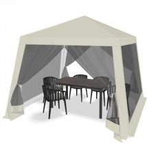 Tonnelle de Jardin Extérieur 3 x 3 m Woltu avec Moustiquaire, Pergola Jardin Extérieur, Tente de Réception, avec Parois Latérales en Maille, Beige