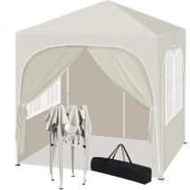 Tonnelle de Jardin Woltu Pergola, Barnum, Tonnelle Pliante 2x2m, Hauteur Réglable, Imperméable, Protection de uv, Beige