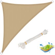 Voile d'ombrage triangulaire en hdpe, protection contre le soleil avec protection uv pour jardin/terrasse, 5x5x7 m, Sable - Woltu