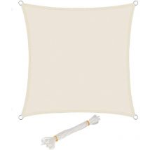Woltu - Voile d'ombrage carré en polyester, protection contre le soleil avec protection uv pour jardin ou camping, 2x2 m, Crème