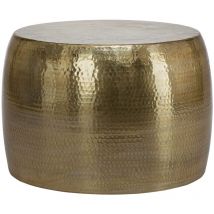 Womo-design - Couchtisch rund ø 59x41 cm, Gold, Zylinder, Unikat, handgefertigt aus Aluminium, Hammerschlag Design, Metall Sofatisch, Wohnzimmer