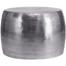 Womo-design - Couchtisch rund Ø59x41cm, Silber, Zylinder, Unikat, handgefertigt aus Aluminium, Hammerschlag Design, Metall Sofatisch, Wohnzimmer