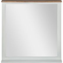 Womo-design - Espejo de Pared XI'an 80 x 76 cm Rectangular de Cristal Marco de Madera Maciza de Mango Lacado Blanco/Naturaleza Estilo Rústico