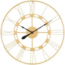 Orologio Grande da Parete Stockholm Ø85cm Rotondo in Ferro in Stile Vintage Colore D'oro Mecanismo Silenzioso Orologio Decorativo Design Retro da