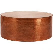 Womo-design - Table Basse Martelée de Salon - Table d'Appoint Ronde Artisanale ø 76 x 32 cm - Aluminium Cuivre - Design Oriental - Finition Martelée