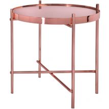 WOMO-DESIGN Tavolino da Caffè Ø 43x45 cm Colore Rame Realizzato in Metallo e Vetro Tavolino da Design per Soggiorno con Piano in Vetro e Struttura